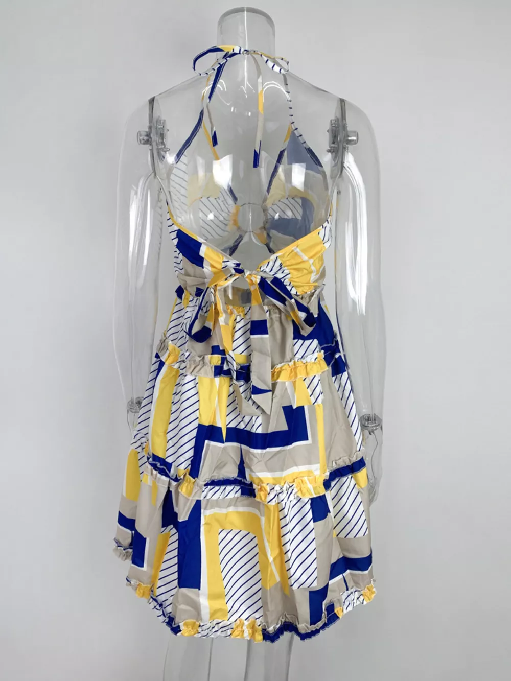 Colorful Print Halter Neck Ruffle Mini Dress, image 11