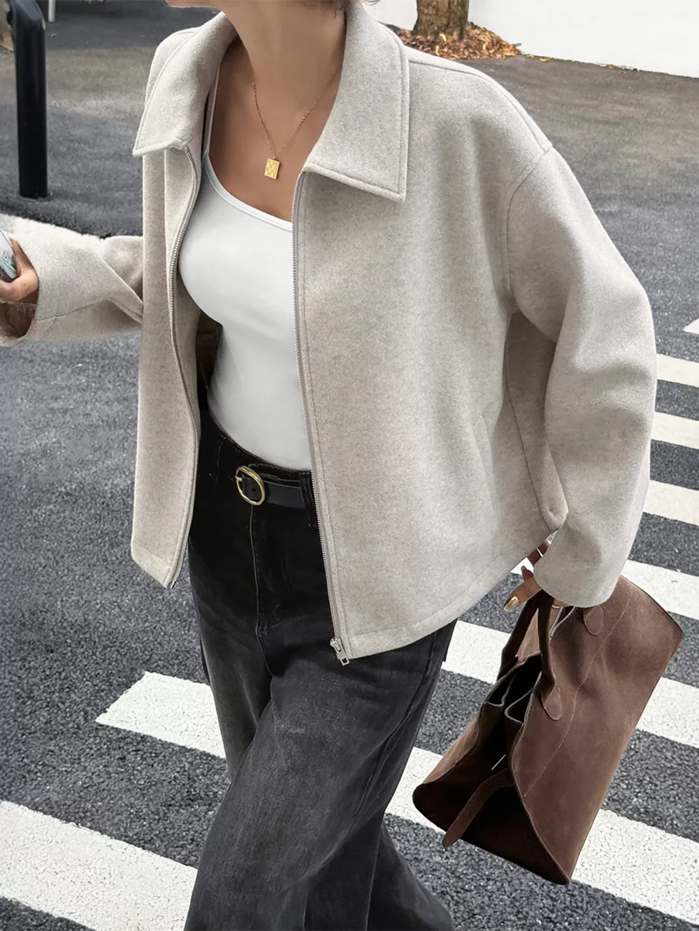 Zip-Up Dropped Shoulder Jacket, image 3