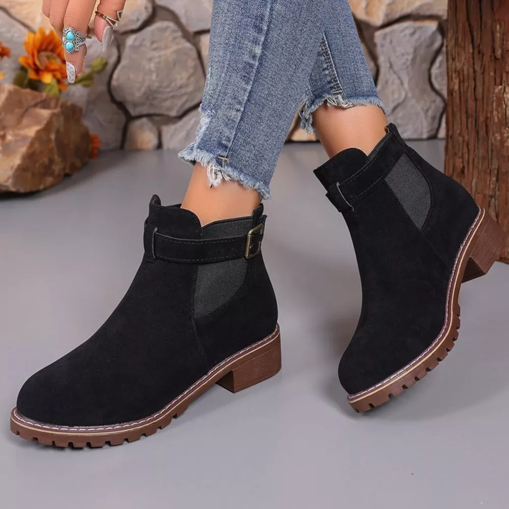Round Toe Block Heels Boots, image 6