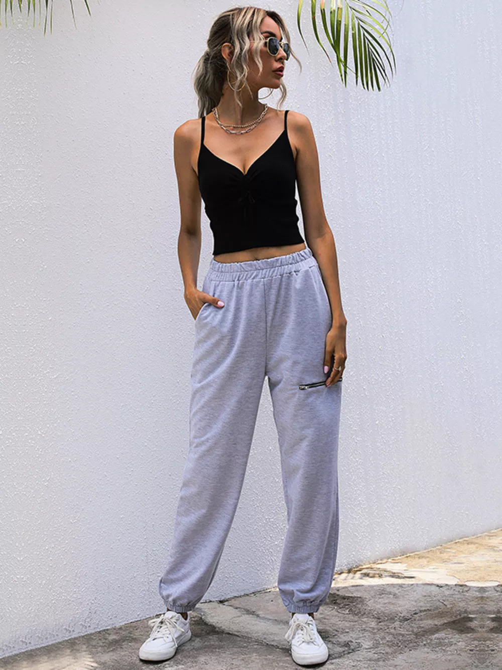 Casual High Waist Cutout Joggers, image 3