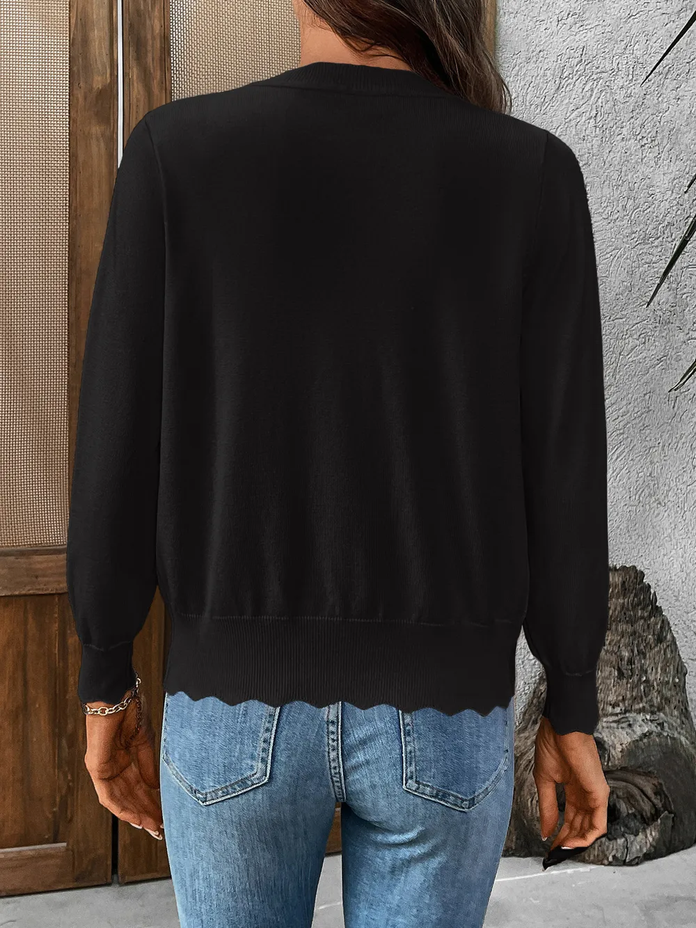 Ribbed Edge Button-Up Knit Cardigan, image 19