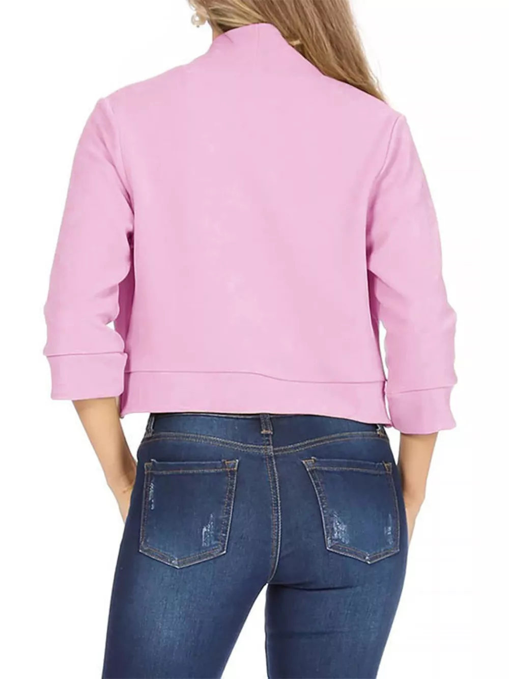 Full Size Cropped Open Front Blazer Plus Size, image 8