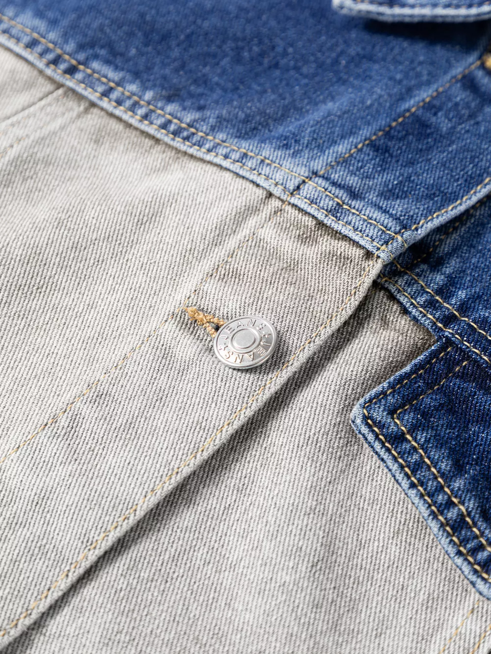 Color Block Patchwork Raw Hem Denim Jacket, image 7