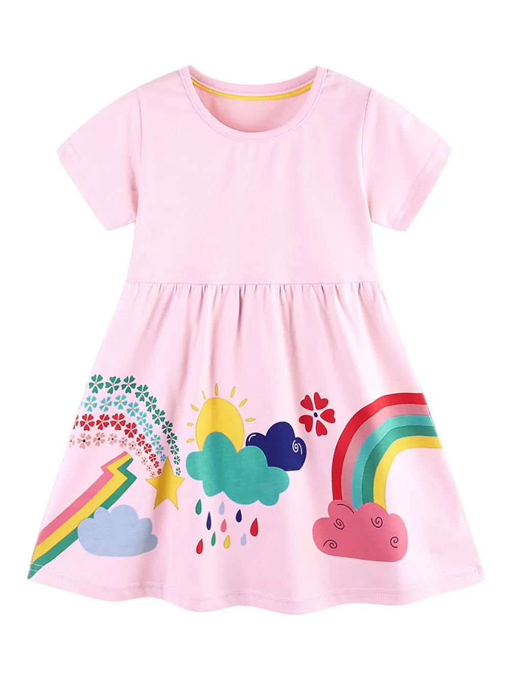 Children's Rainbow Print Short Sleeve Casual Dress, image 2