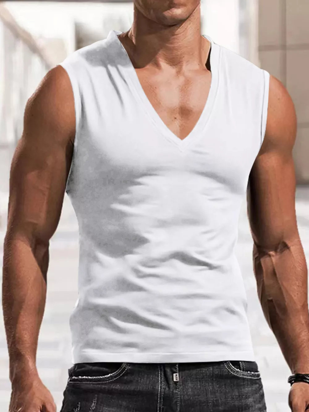 Men's Full Size V-Neck Tank Top Plus Size, image 6