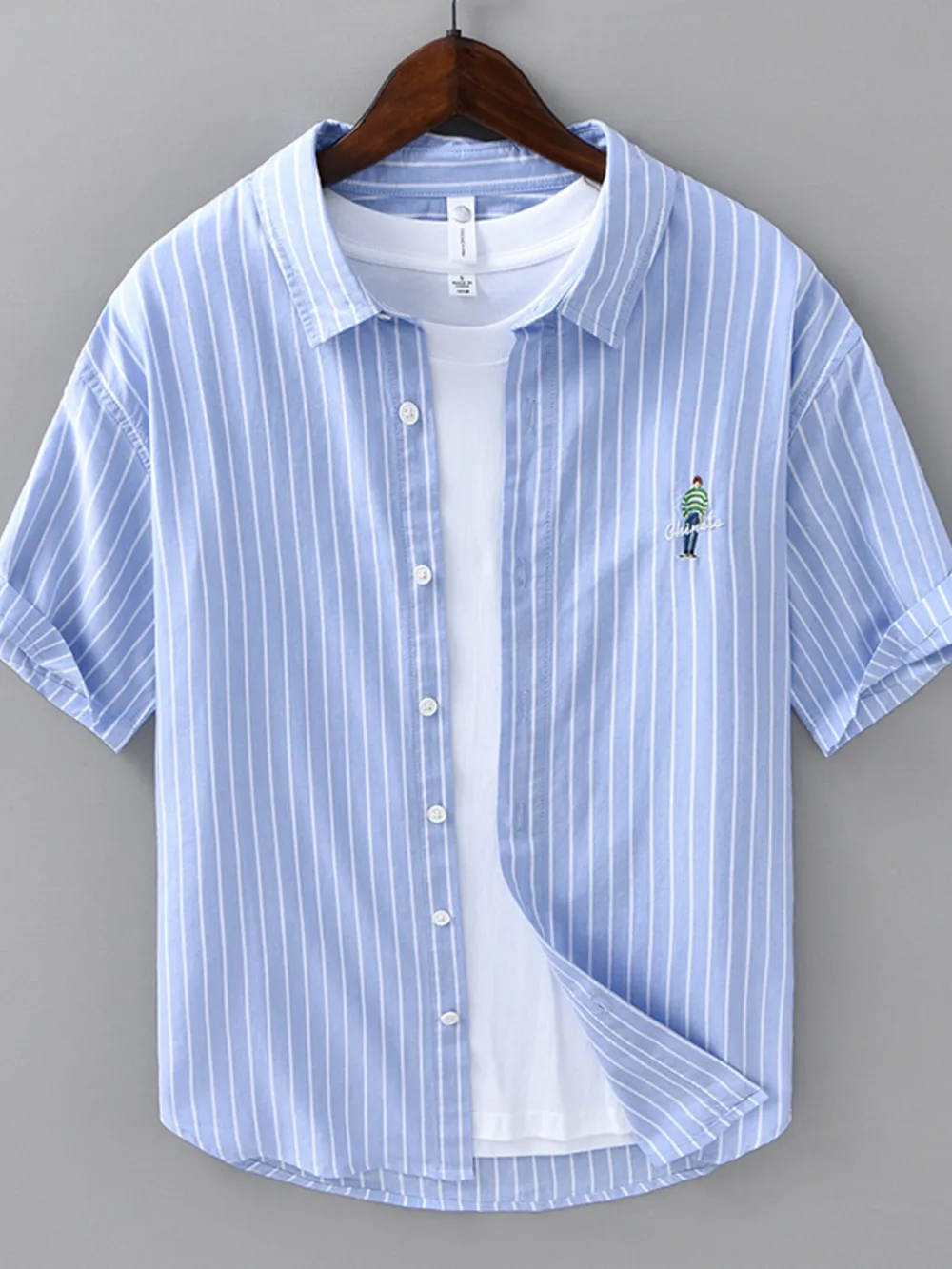 Men's Plus Size Striped Button Up Long Sleeve Shirt