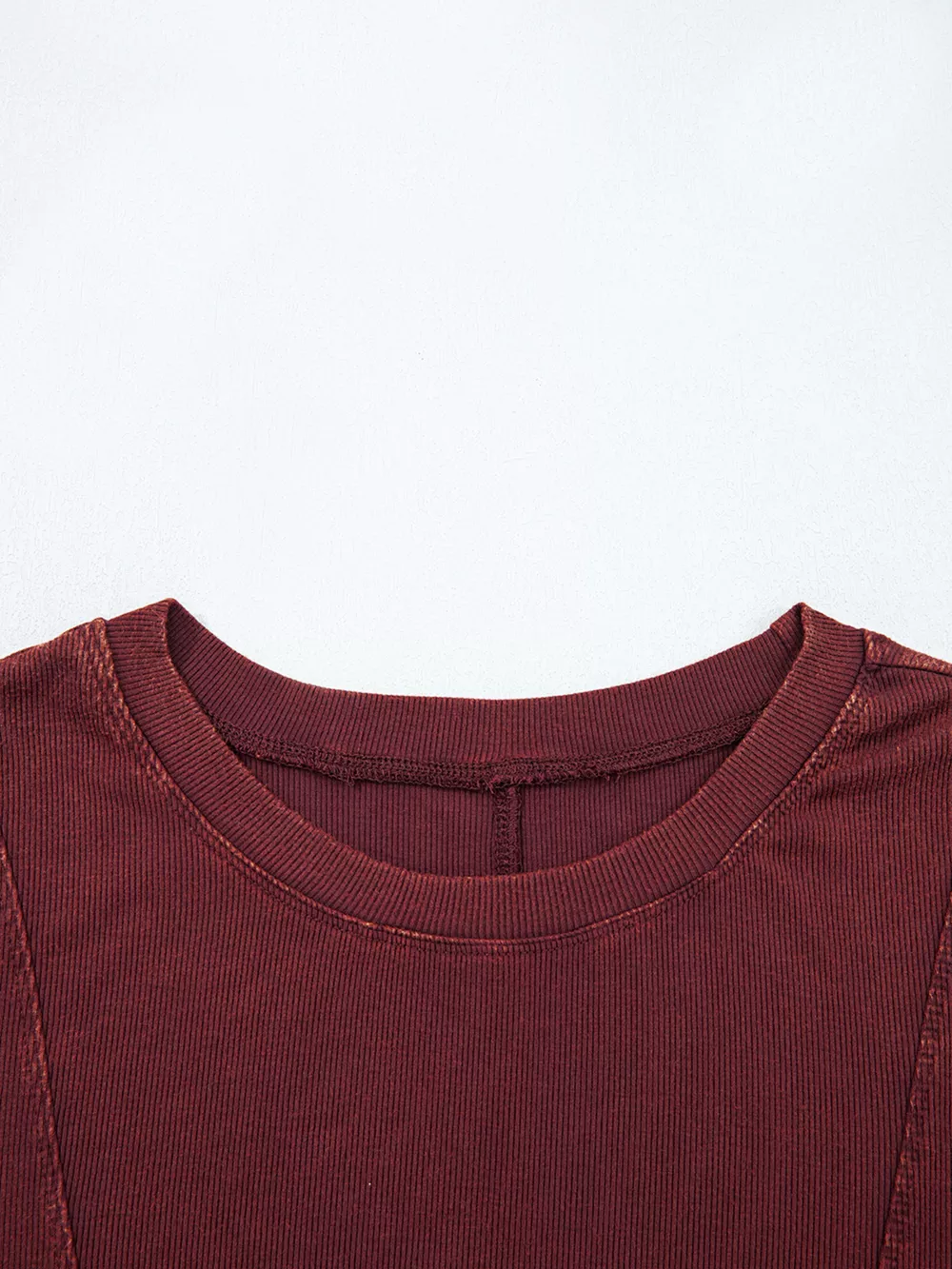 Exposed Seam Ribbed Long Sleeve Top, image 2