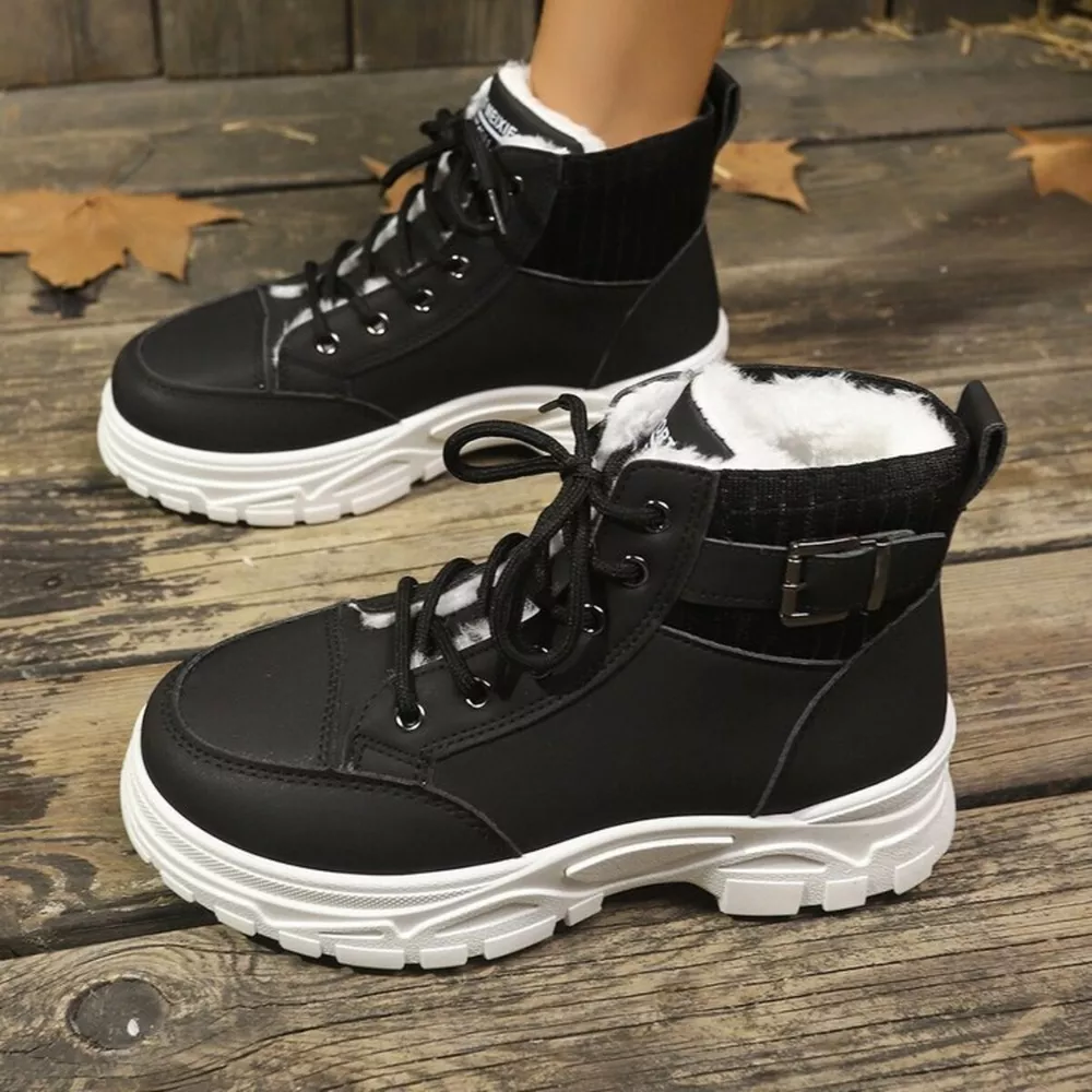 Plush Lining Lace Up Boots, image 3