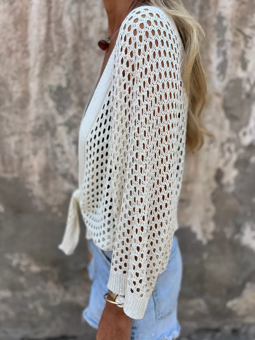 Tie-Front Crochet Knit Cover Up, image 11