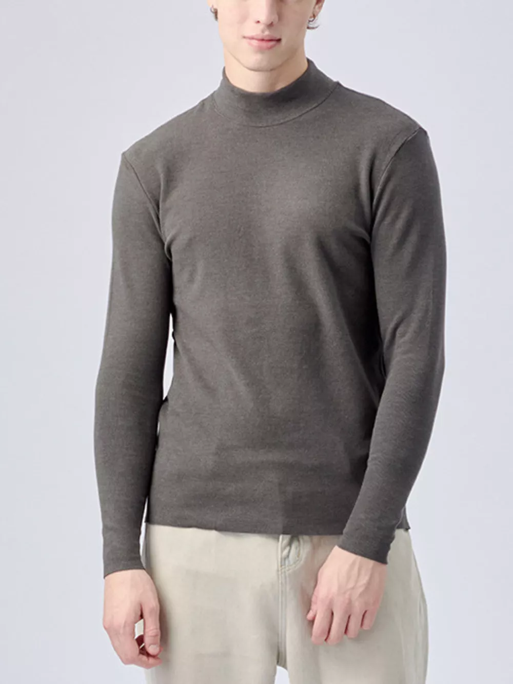 Men's Plus Size Mock Neck Long Sleeve Top, image 8