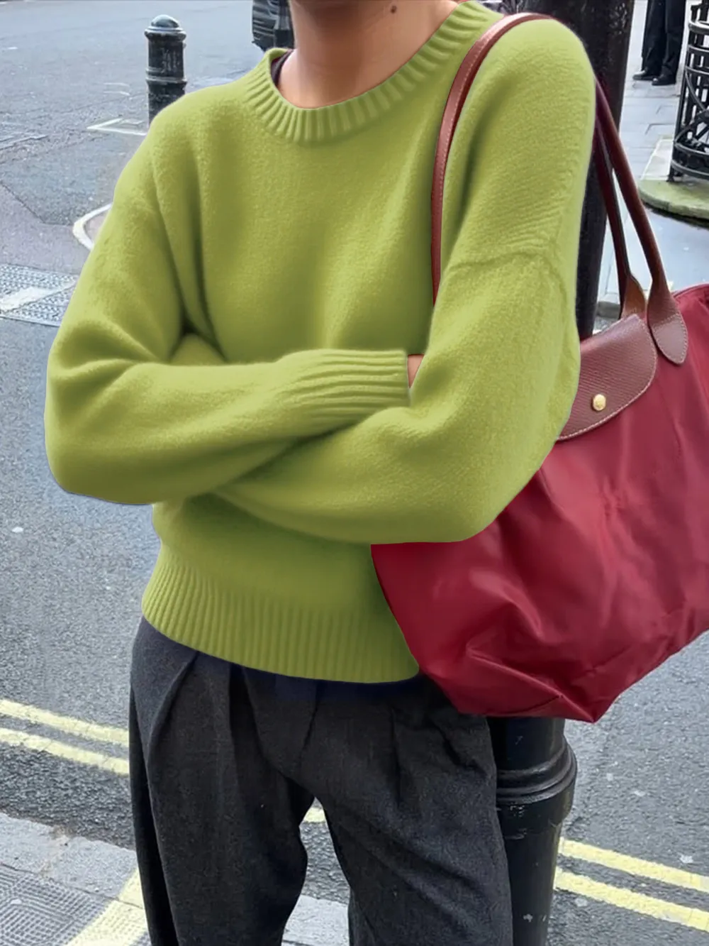 Ribbed Crewneck Drop Shoulder Sweater, image 8