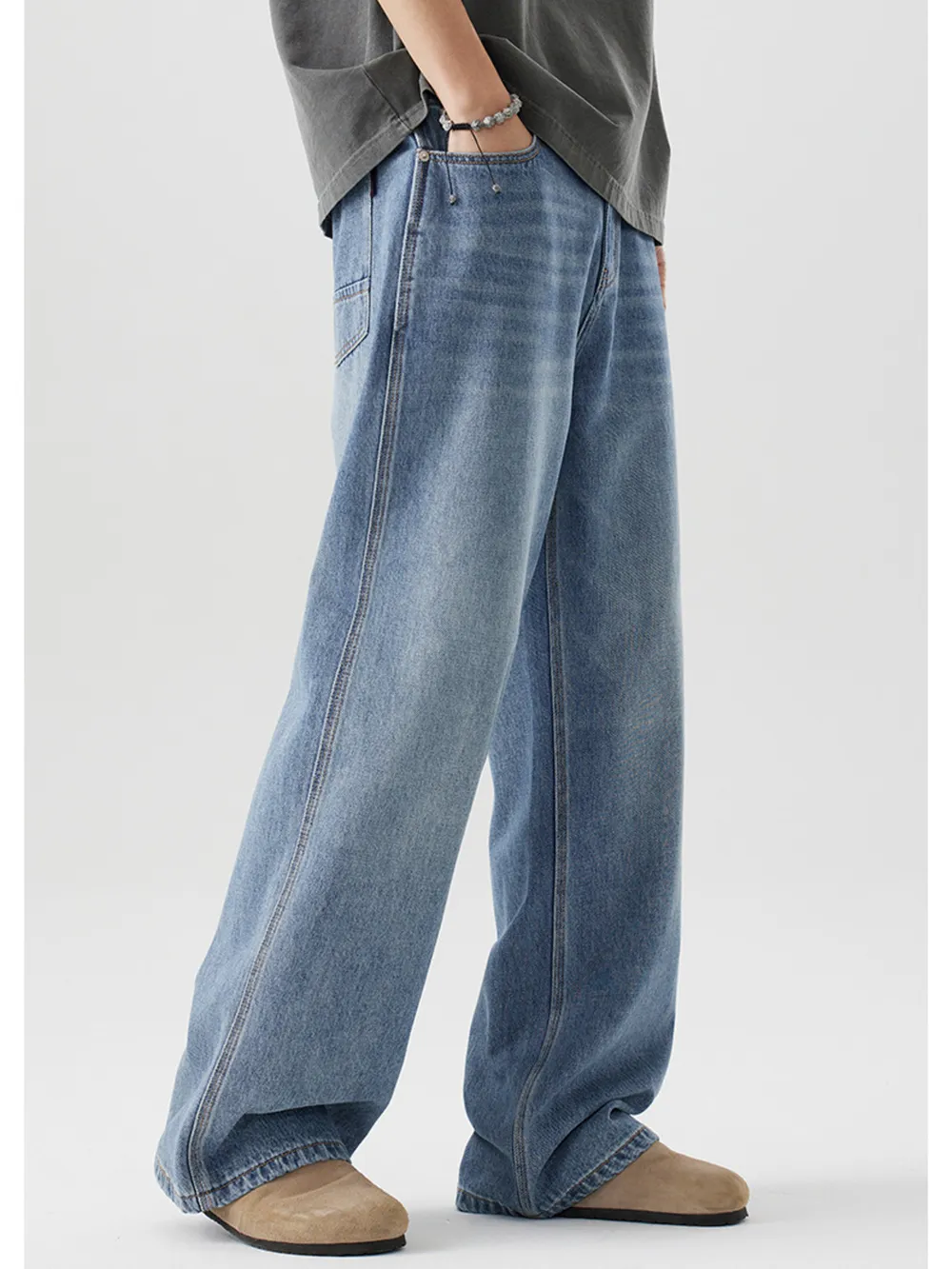 Men's Wide Leg Relaxed Fit Jeans, image 4