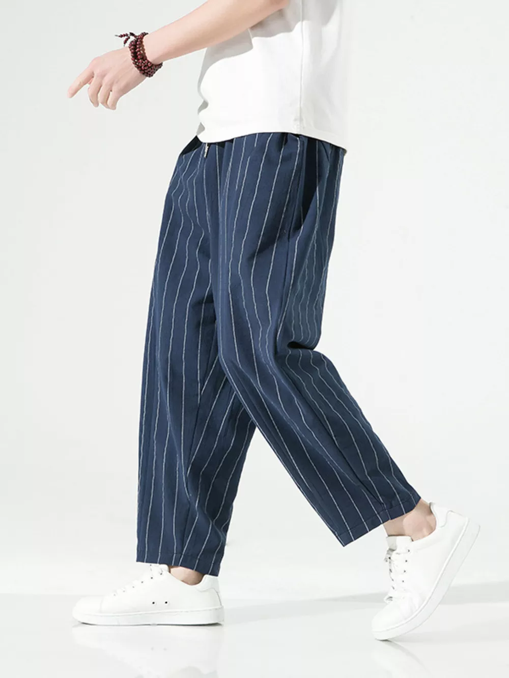 Men's Plus Size Striped Casual Loose Pants, image 8