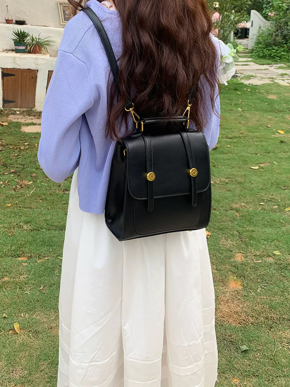 Top Handle Leather Backpack Bag, image 7