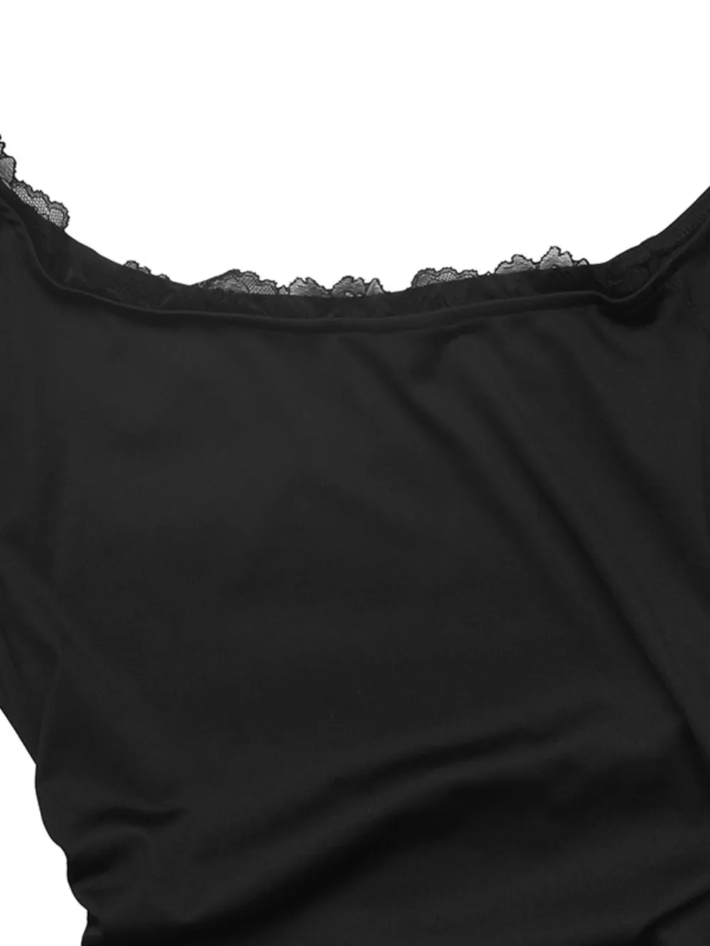 One-Shoulder Lace Trim Slim Fit T-Shirt, image 8