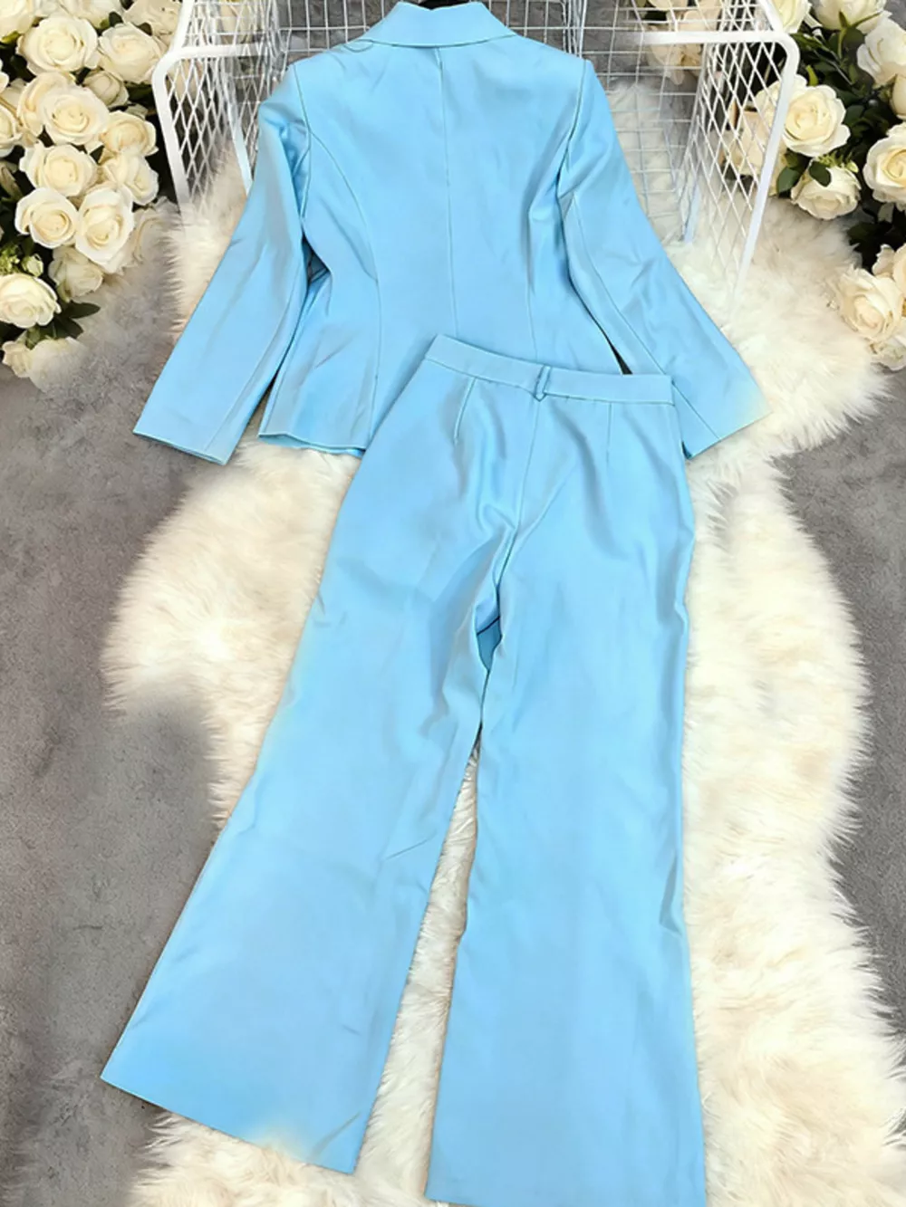 One Button Blazer and Pants Set
