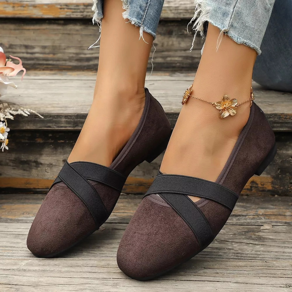 Suede Cross-Strap Slip-On Loafers, image 9
