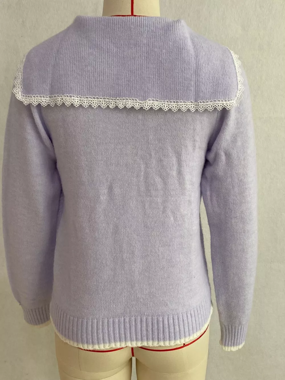 Cable-Knit Cardigan with Lace Trim, image 6