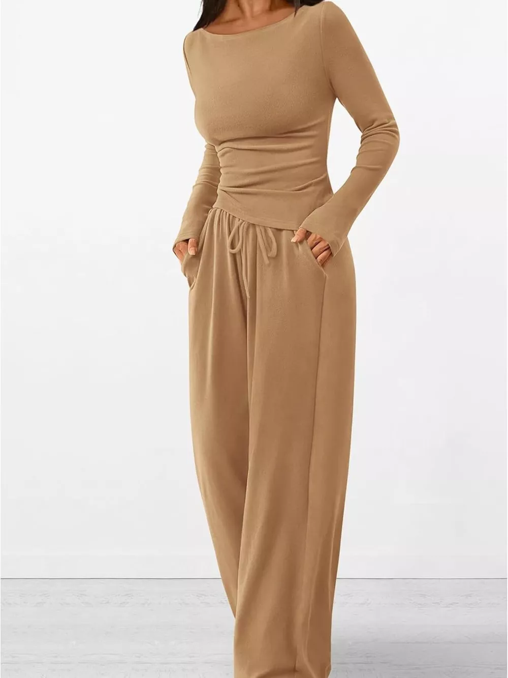 Long Sleeve Top and Wide Leg Pants Set, image 6