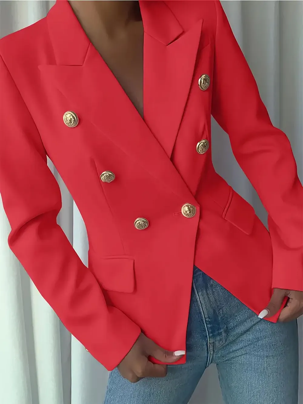 Decor Button Lapel Collar Blazer, image 7