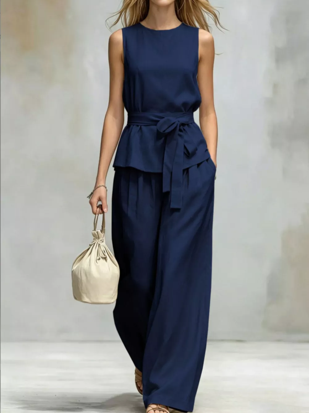 Sleeveless Top and Wide-Leg Pants Set, image 7
