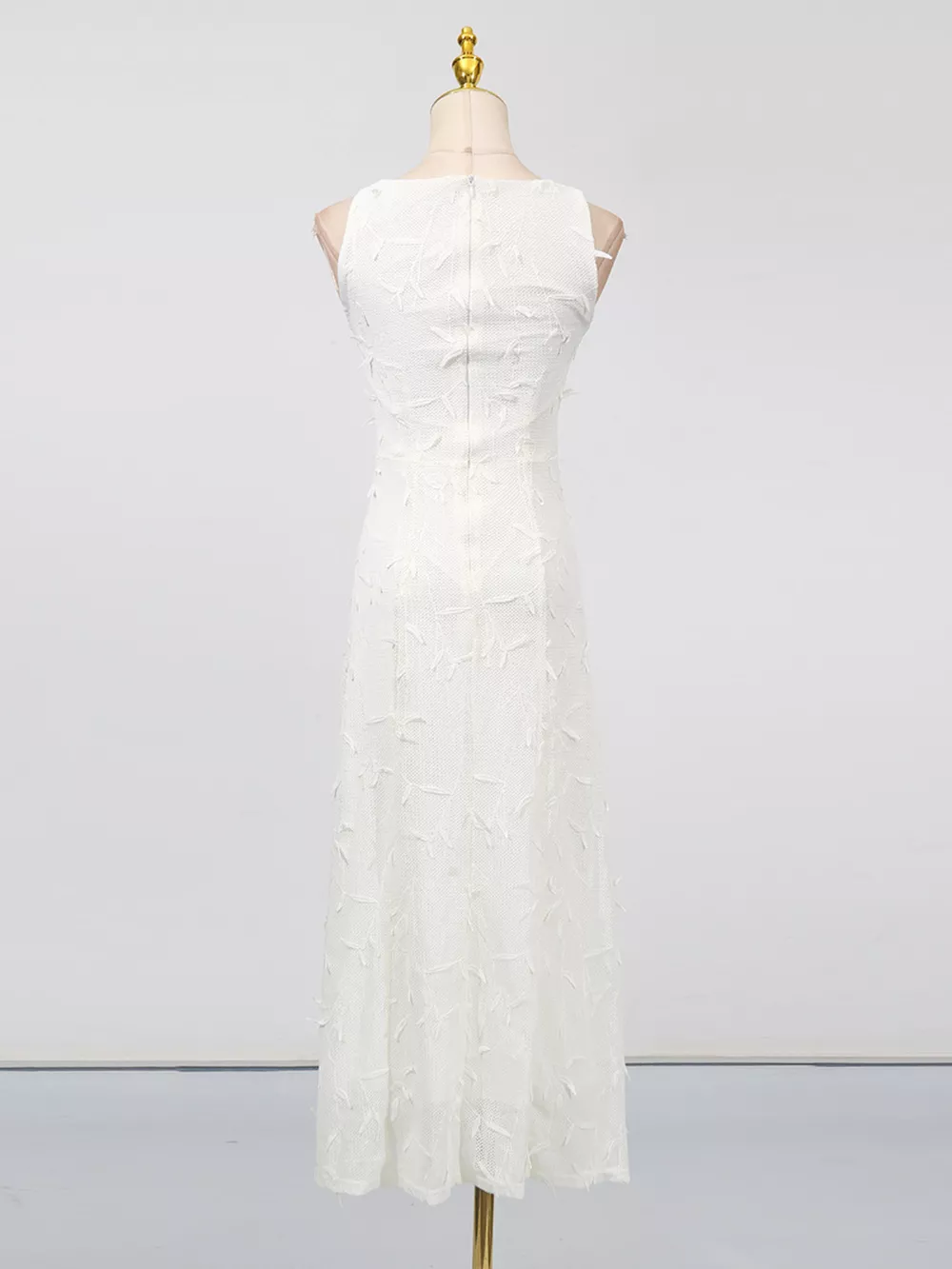 Sleeveless Floral Applique Midi Dress, image 7
