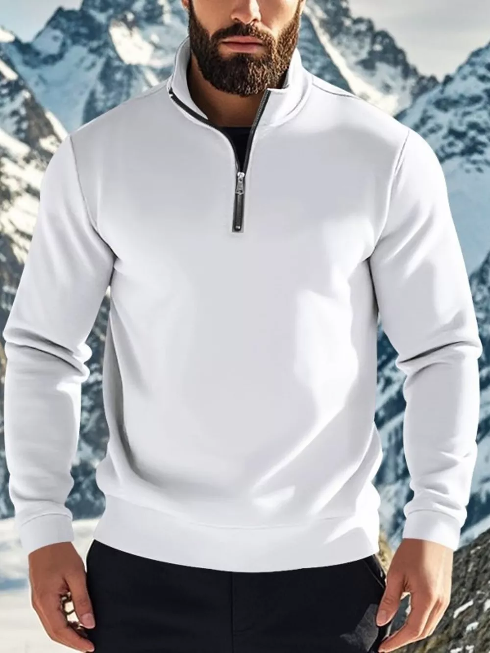 Men's Full Size Solid Color Quarter Zip Sweatshirt Plus Size, image 14
