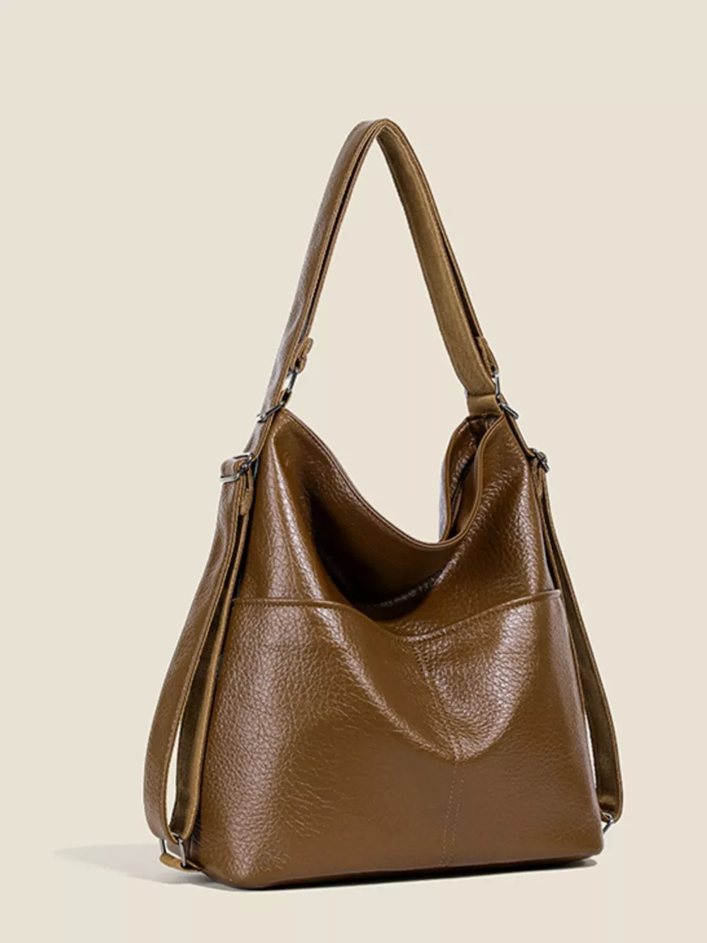 Leather Convertible Shoulder Bag, image 9