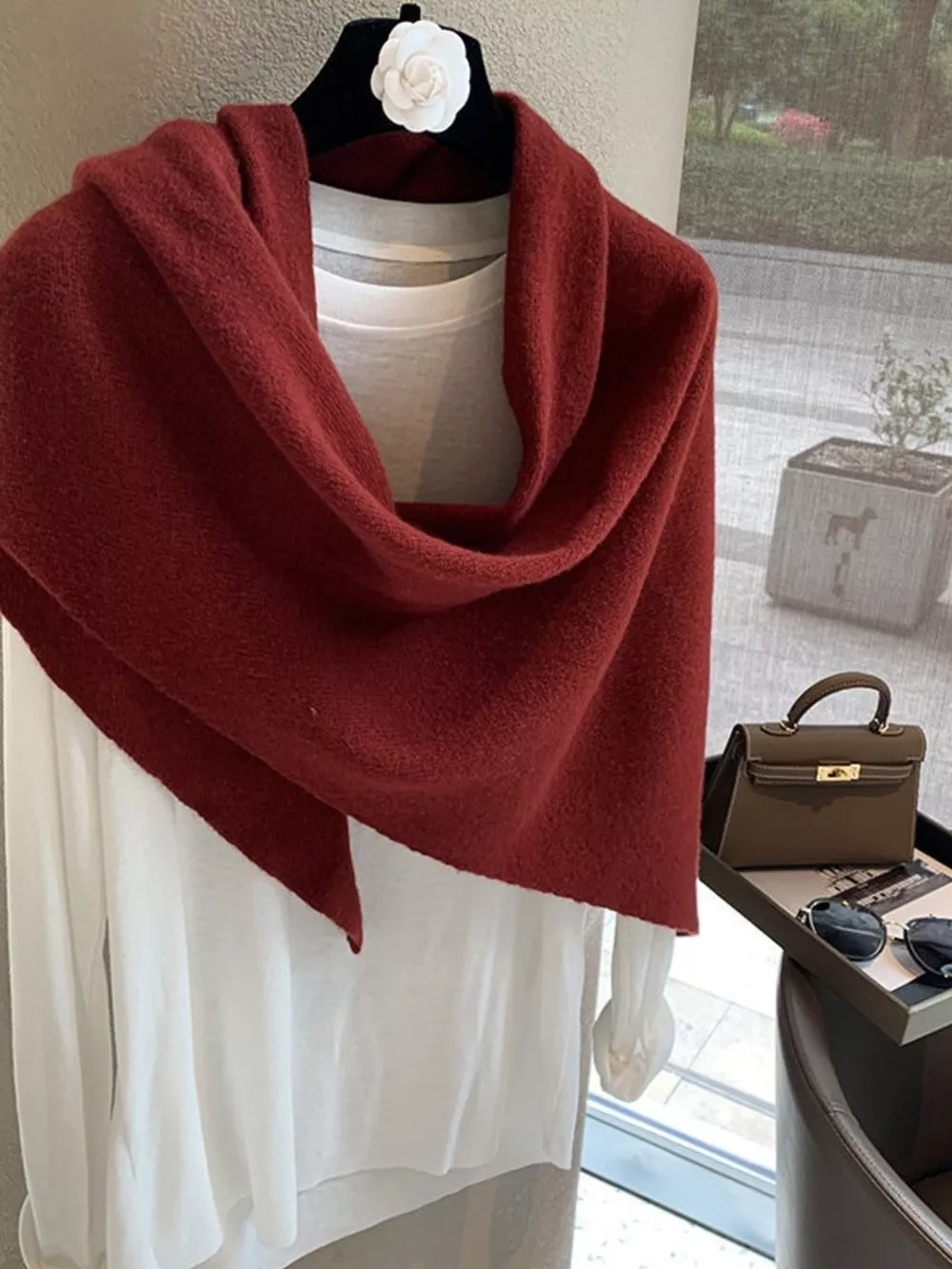 100% Wool Knit Scarf Shawl, image 4