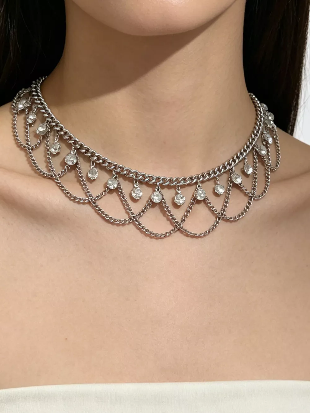 18K Gold-Plated Zircon Chain Necklace, image 9
