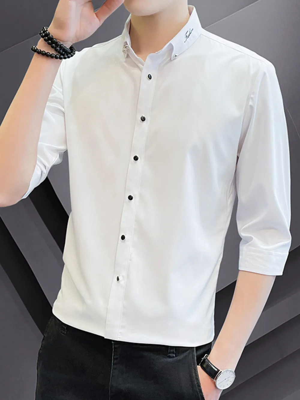 Men's Button Up Slim Fit Casual Shirt, image 5