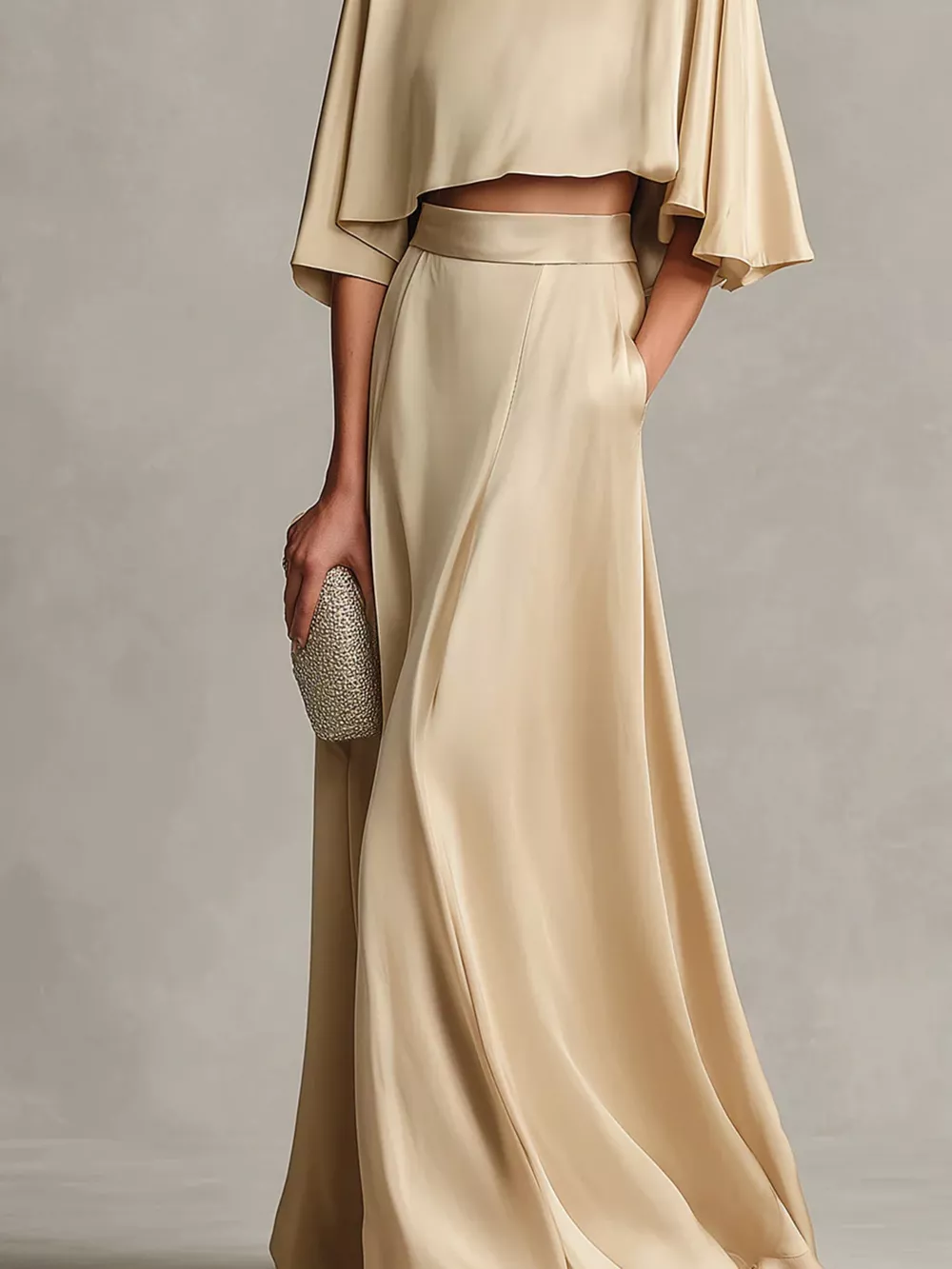 Full Size Satin Crop Top and Maxi Skirt Two-Piece Set Plus Size, image 4