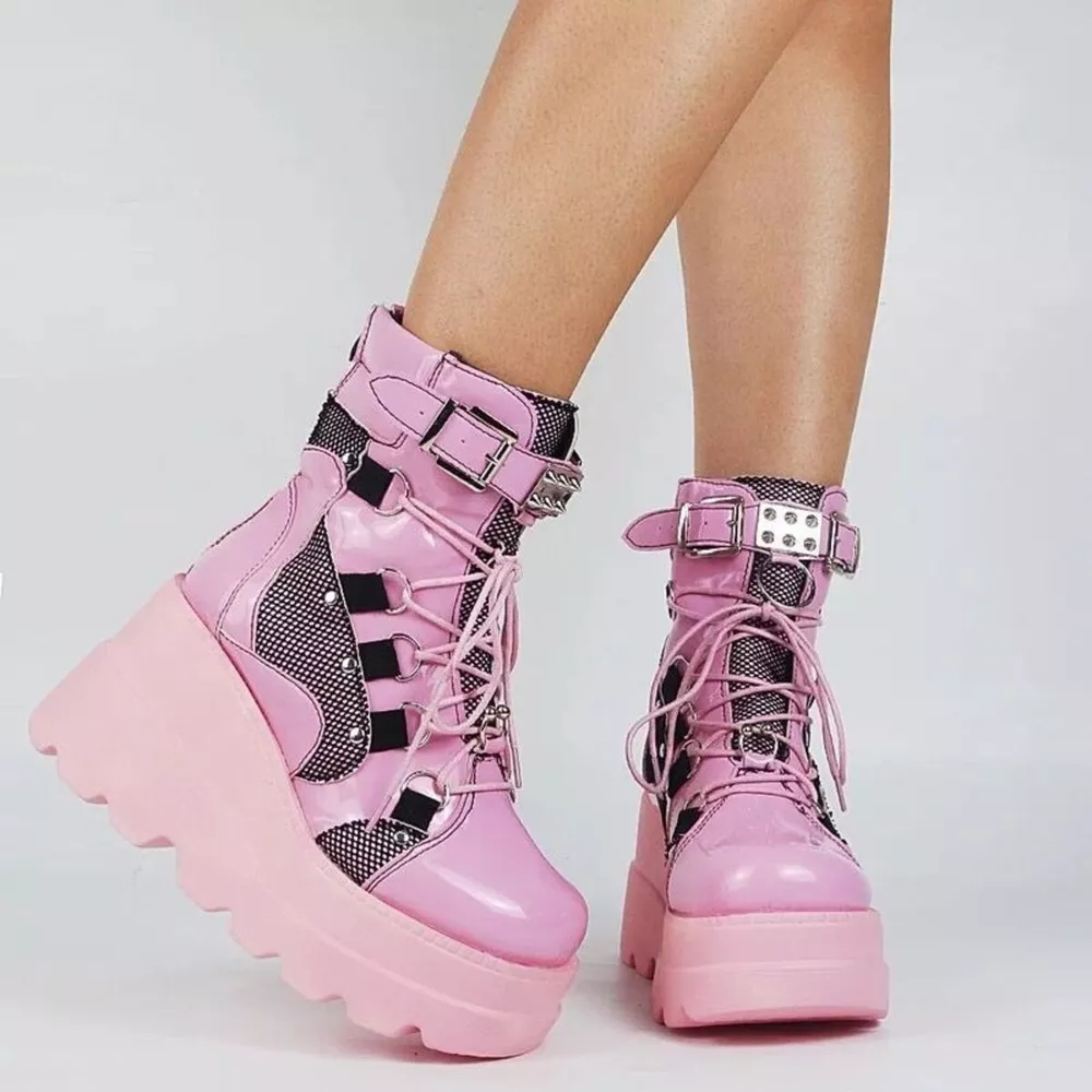 Lace Up Platform Wedge Boots, image 9