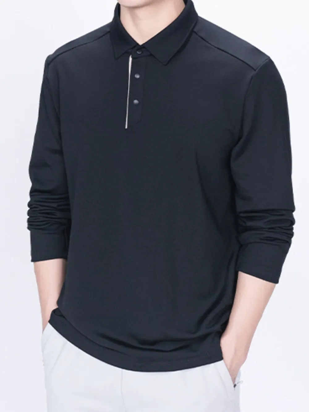 Men's Plus Size Collared Neck Long Sleeve Polo
