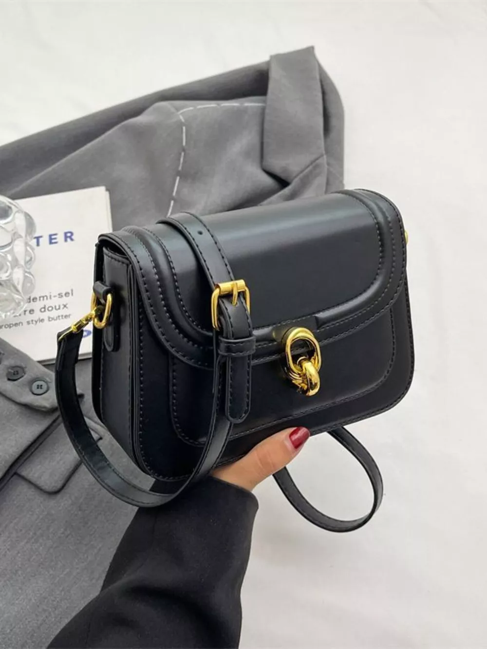 Adjustable Strap Flap Crossbody Bag, image 5