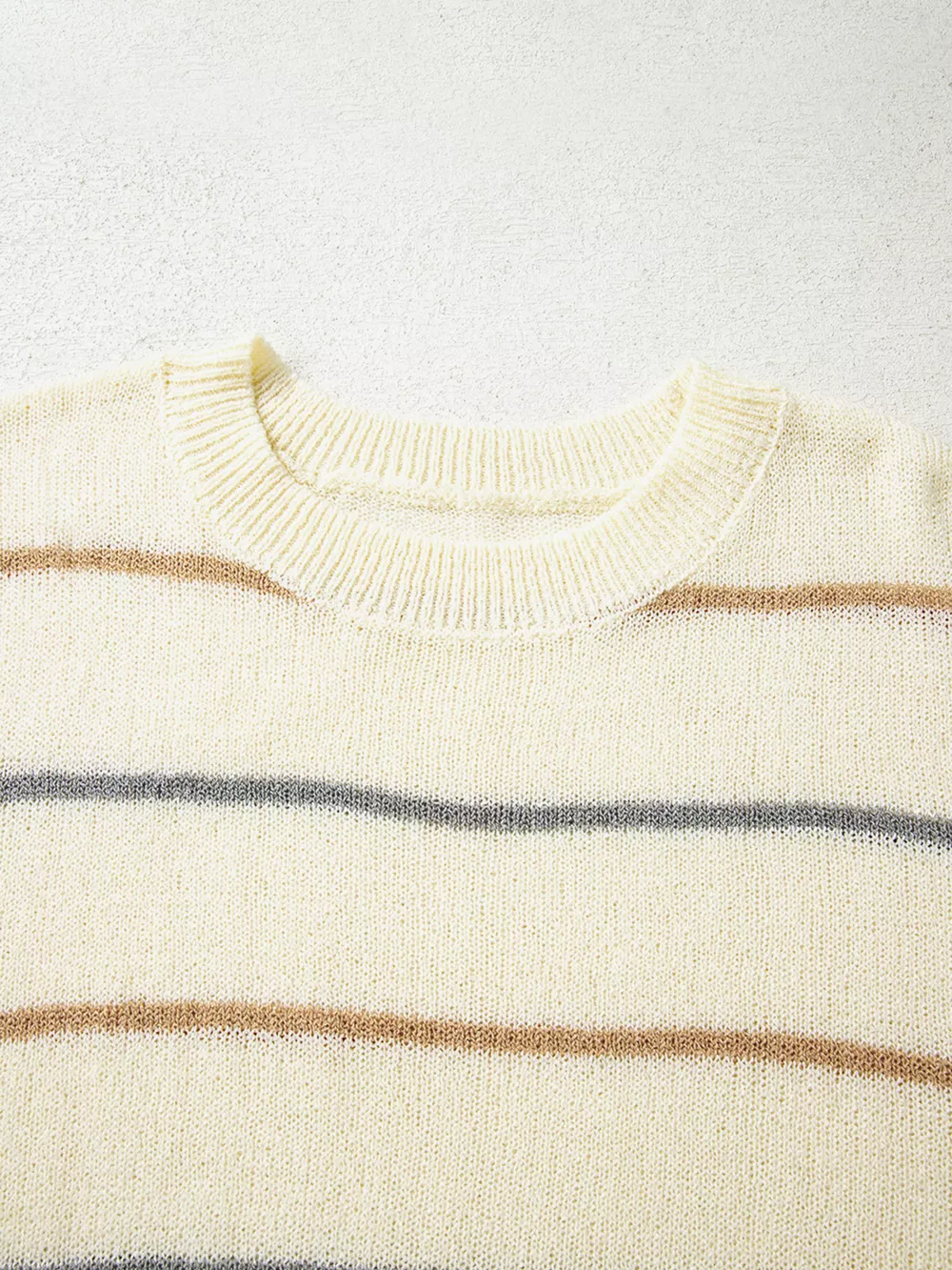 Stripe Striped Ribbed Edge Drop Shoulder Sweater, image 4