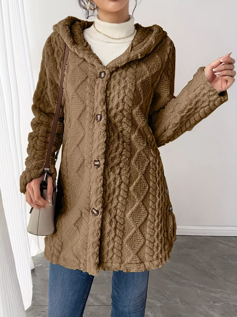 Full Size Button-Down Hooded Outerwear Plus Size, image 13