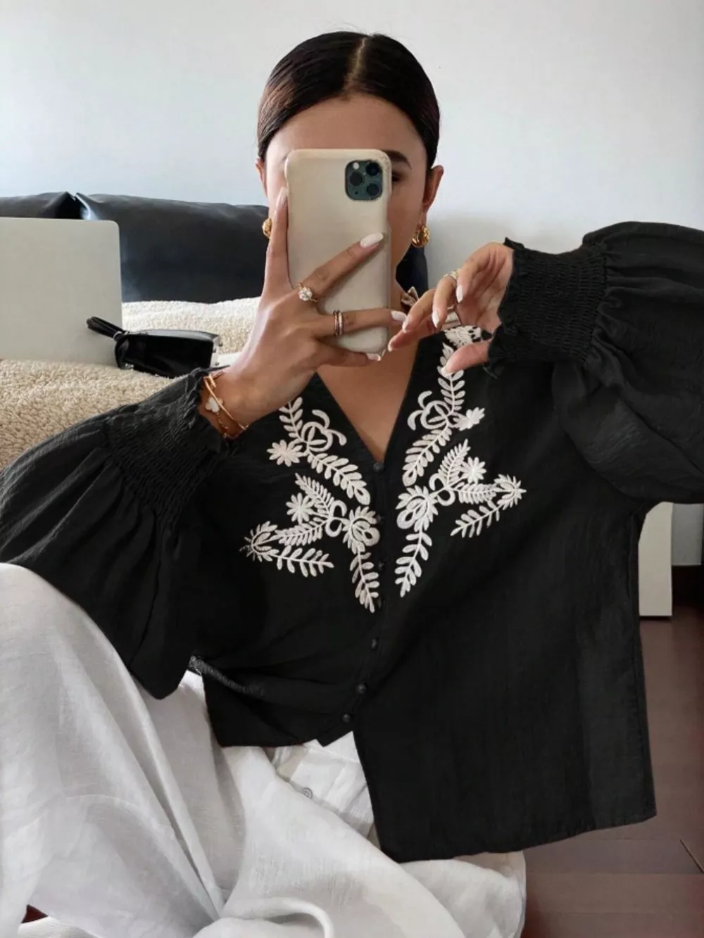 Embroidered Long Sleeve Blouse, image 6