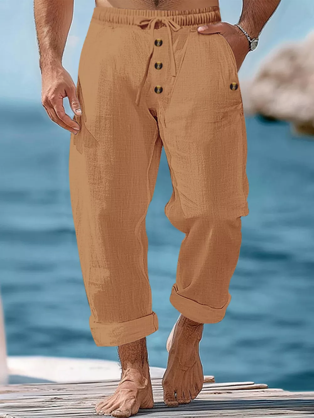 Men's Full Size Button-Fly Drawstring Pants Plus Size, image 8