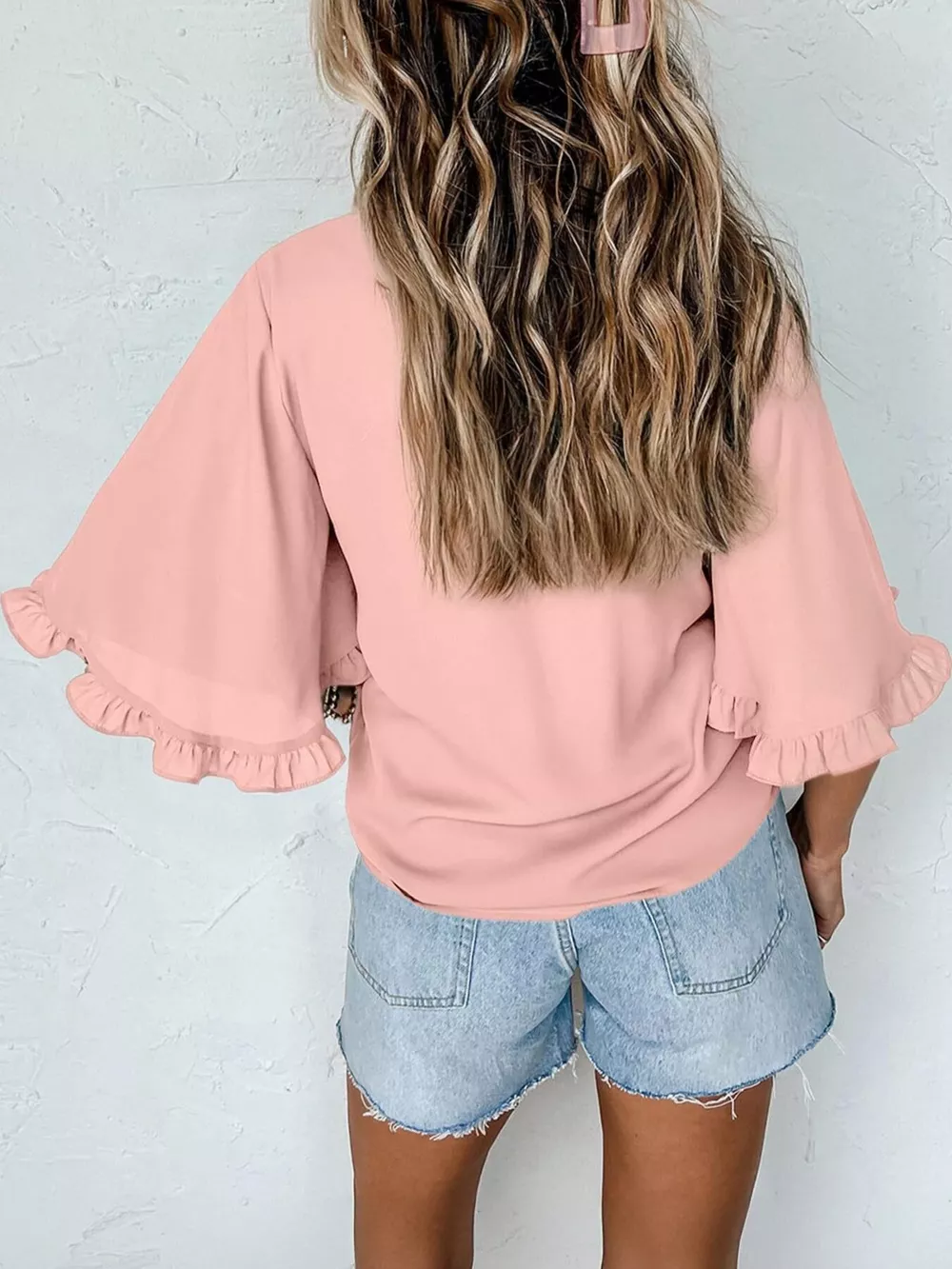 Ruffle Trim Half Sleeve Blouse, image 14