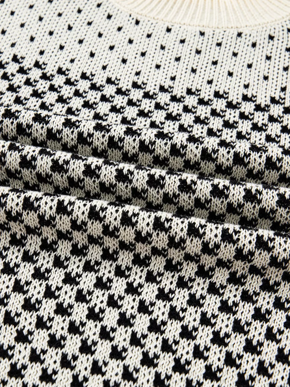 Contrast Color Pattern Lantern Sleeve Sweater, image 2