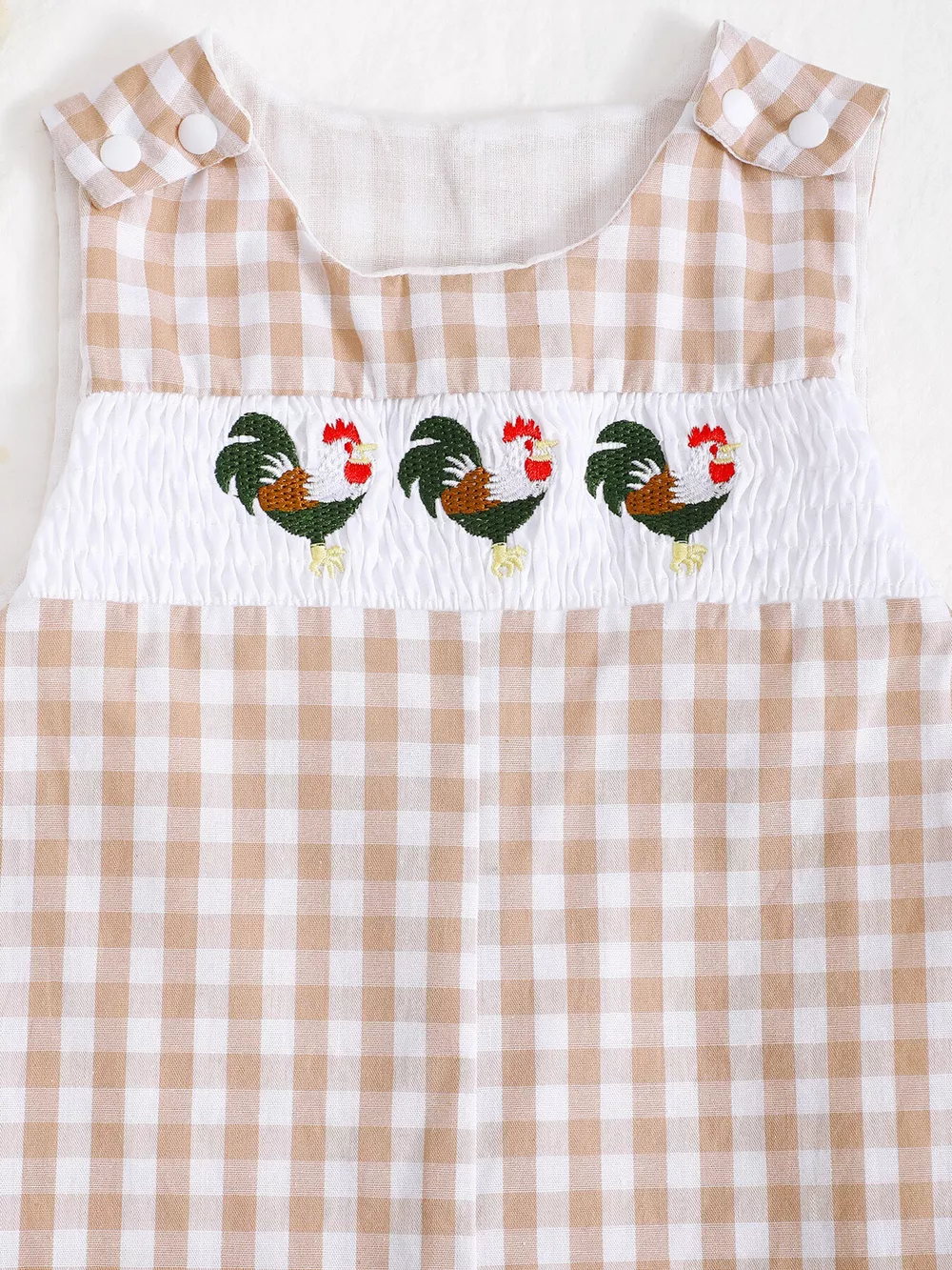 Children's Embroidered Plaid One-Piece Romper, image 9