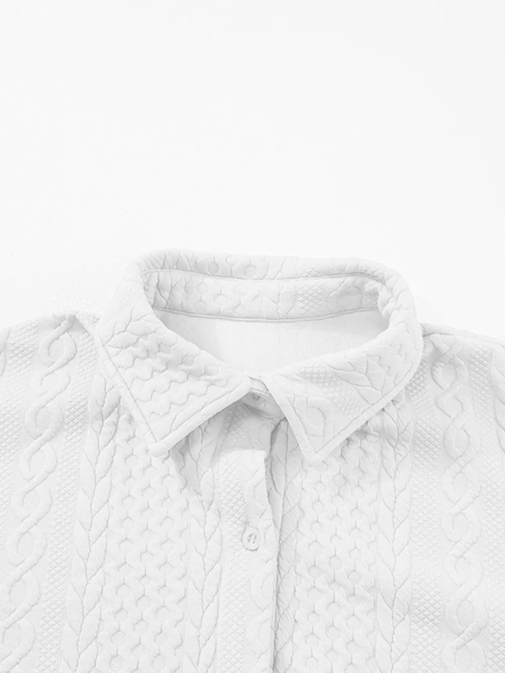 Cable Texture Puff Sleeve Loose Shacket, image 24