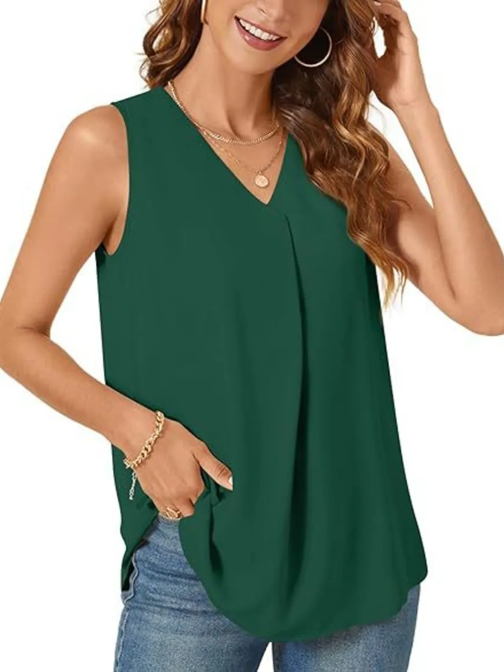 Full Size V-Neck Sleeveless Tank Top Plus Size, image 10