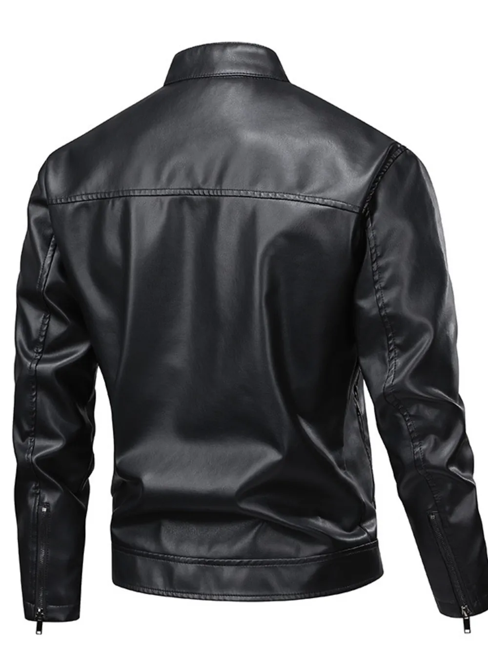 Men's Full Size Leather Zip Up Jacket Plus Size, image 2