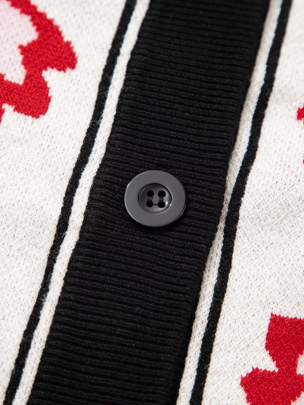 Floral Button Down Cardigan with Geometric Border, image 2