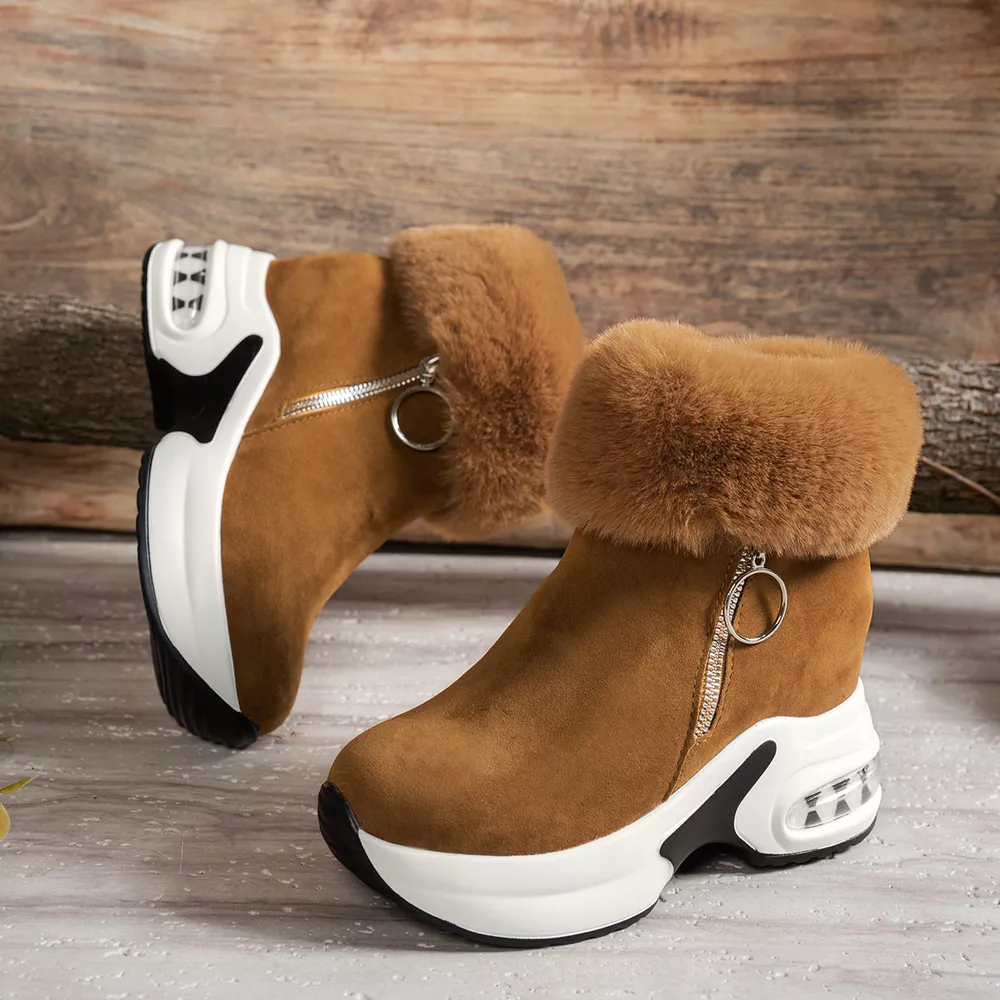 Fuzzy Side Zipper Platform Ankle Boots, image 19