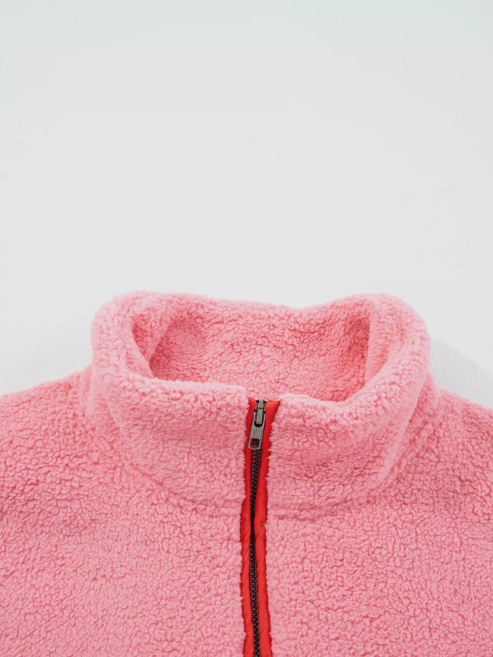 Sherpa Contrast Faux Leather Trim Half Zip Sweatshirt, image 4