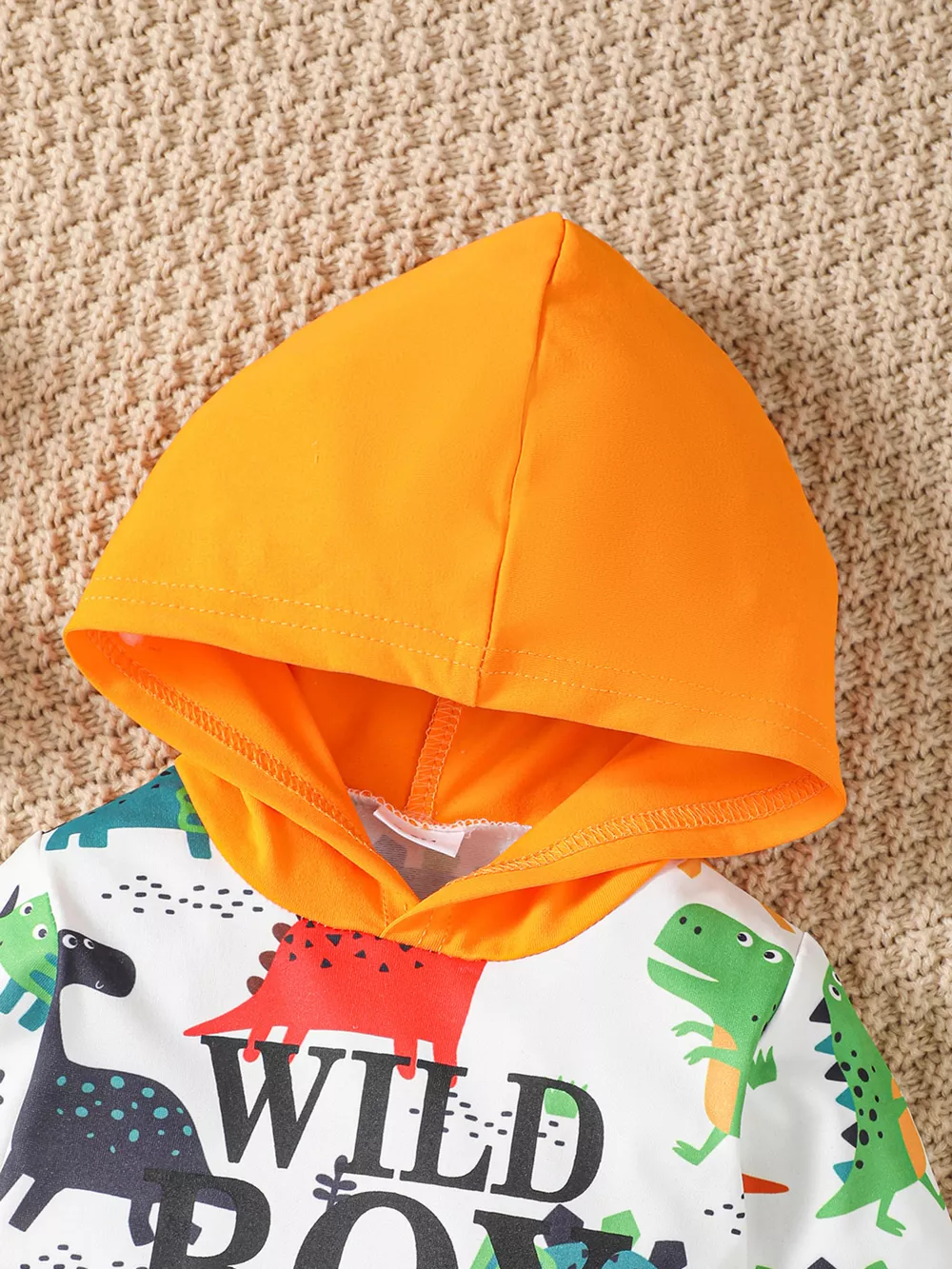 Children's Dinosaur Print Hooded Long Sleeve Bodysuit and Pants Set, image 2