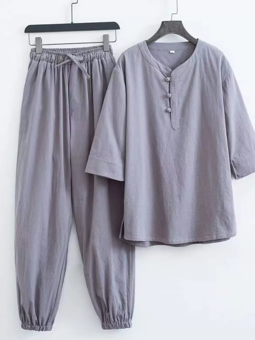 Men's Plus Size Chinese Style Top and Pants Set, image 2